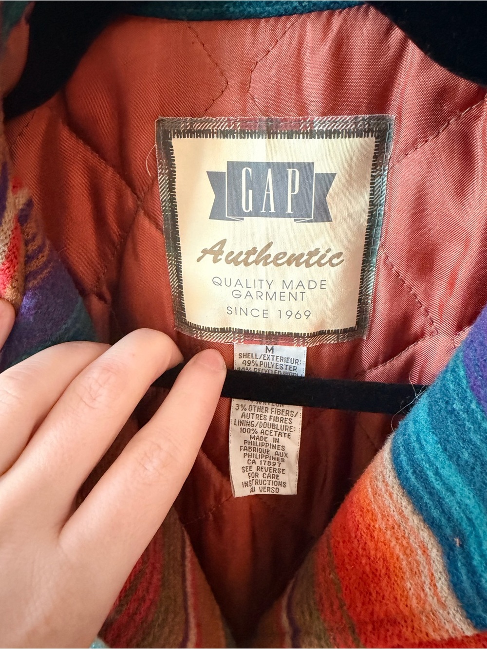 Vintage GAP Striped Multicolor Button-Up Chore Jacket Size Medium - Picture 3 of 3